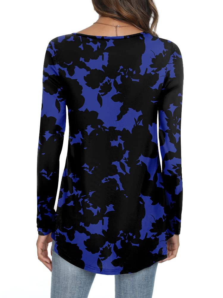 Womens Long Sleeve Loose Fit Tunic Tops Casual Ruffle T Shirt Blouses for Leggings