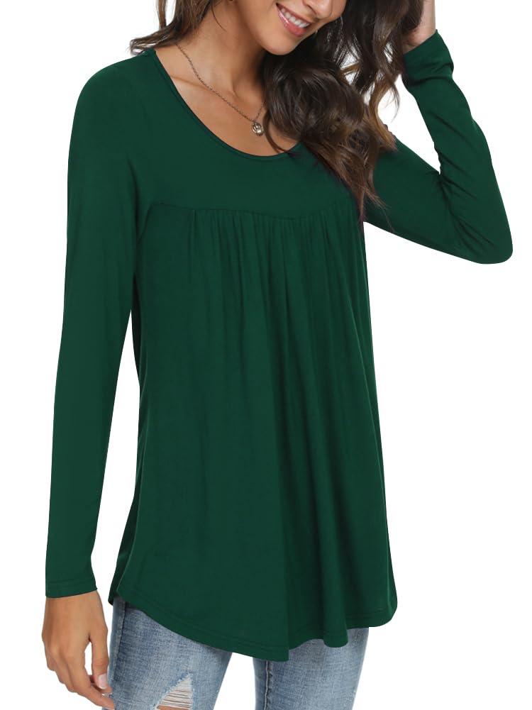 Womens Long Sleeve Loose Fit Tunic Tops Casual Ruffle T Shirt Blouses for Leggings