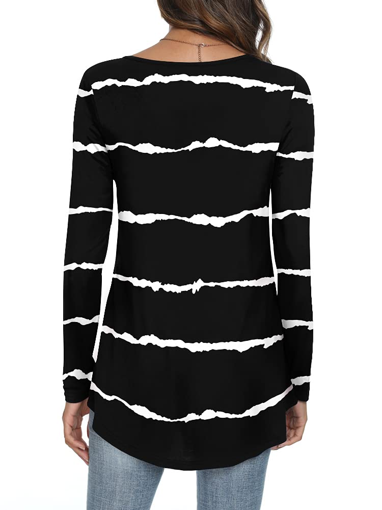 Womens Long Sleeve Loose Fit Tunic Tops Casual Ruffle T Shirt Blouses for Leggings