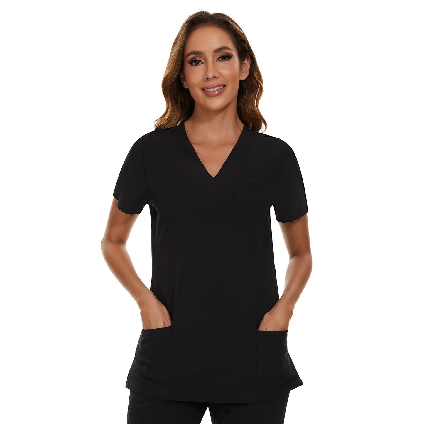 COZYFIT Scrub Tops for Woman - Soft Stretch, V-Neck Top Scrubs with 3 Pockets, Easy Care for Women