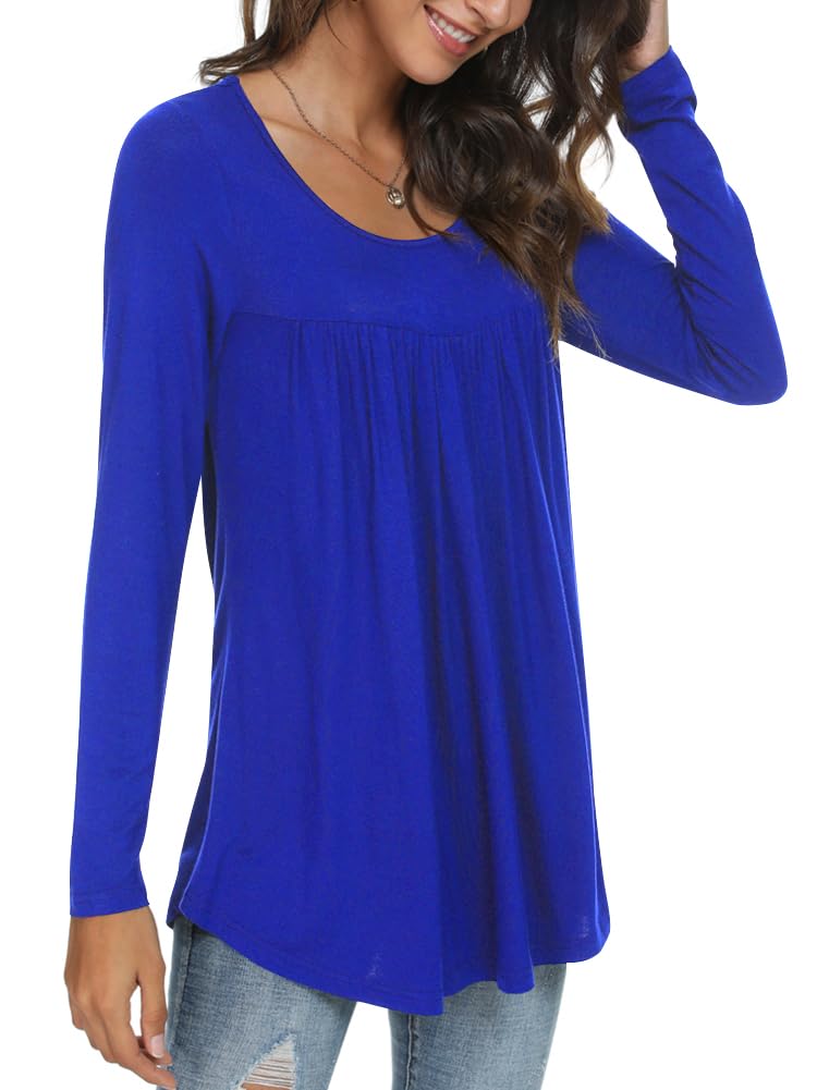 Womens Long Sleeve Loose Fit Tunic Tops Casual Ruffle T Shirt Blouses for Leggings
