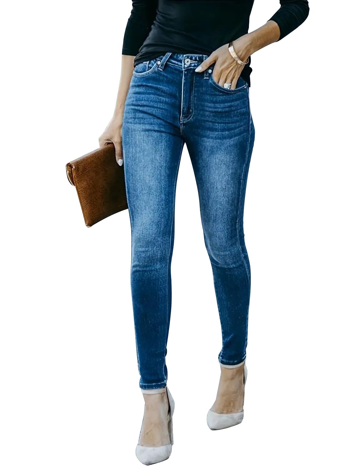 Women's Ripped Skinny Jeans Distressed Stretchy Denim Pants