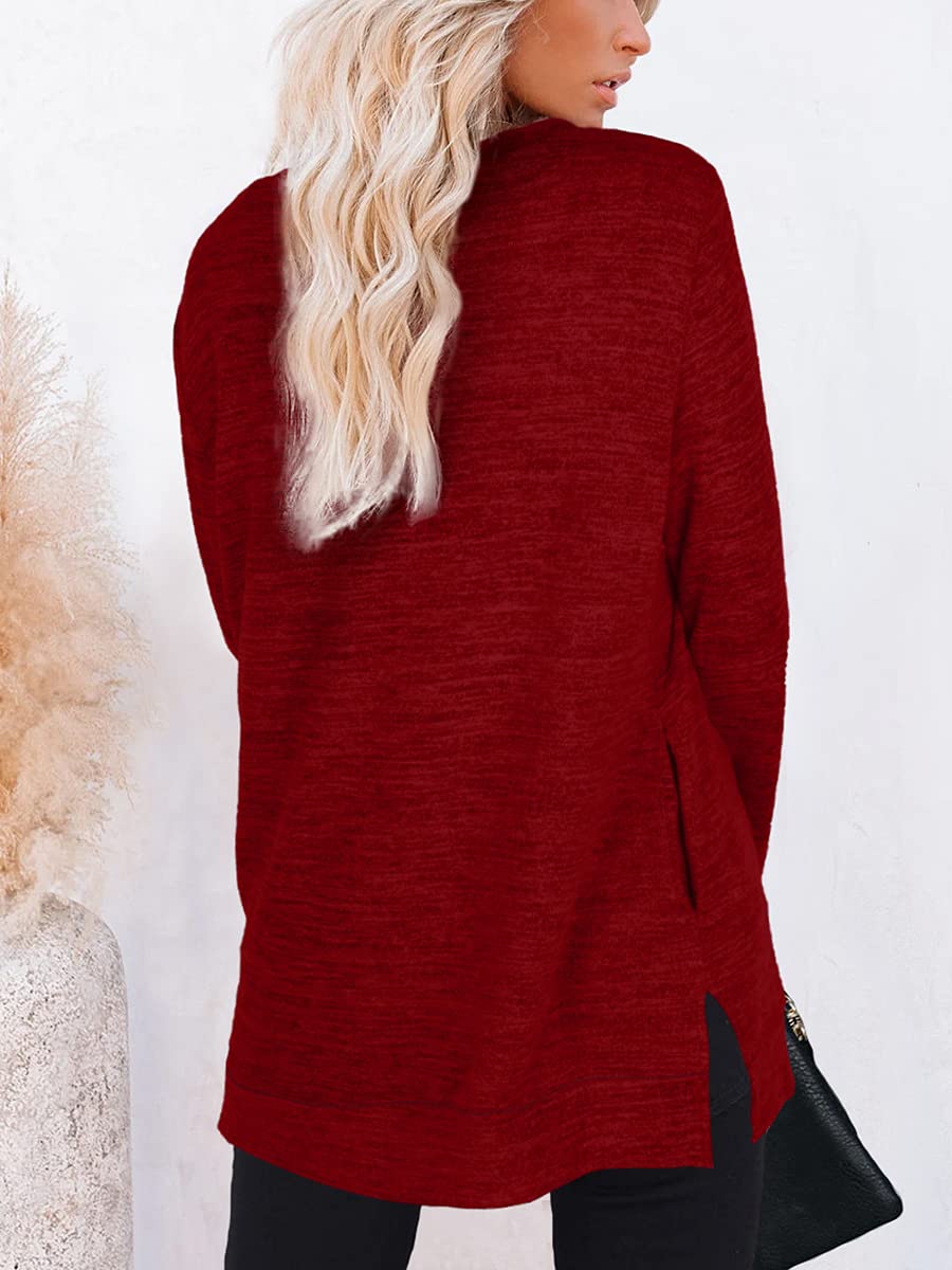Womens Casual Sweatshirts Long Sleeve Shirts Oversized With Pocket Tunic Tops