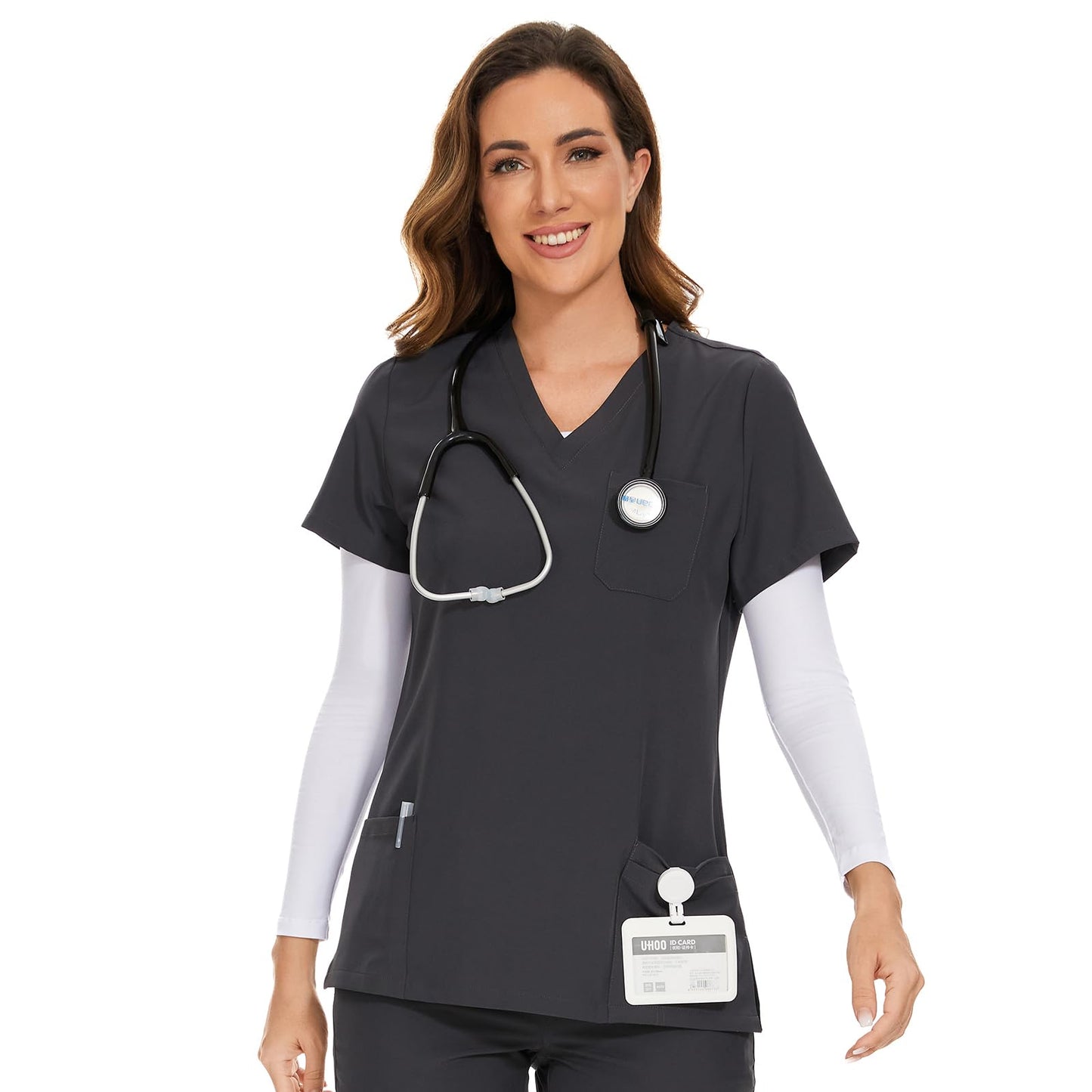 COZYFIT Scrub Tops for Woman - Soft Stretch, V-Neck Top Scrubs with 3 Pockets, Easy Care for Women