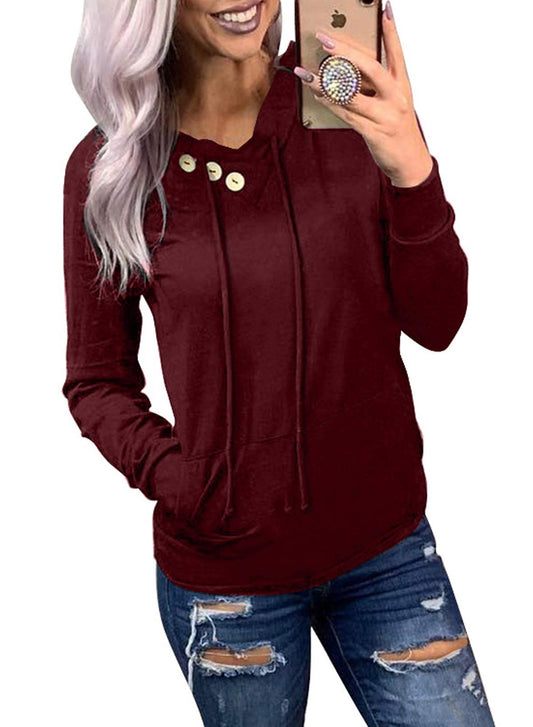 Women's Casual Long Sleeve Hoodies Sweatshirts Drawstring Pullover Tunic Tops With Pockets