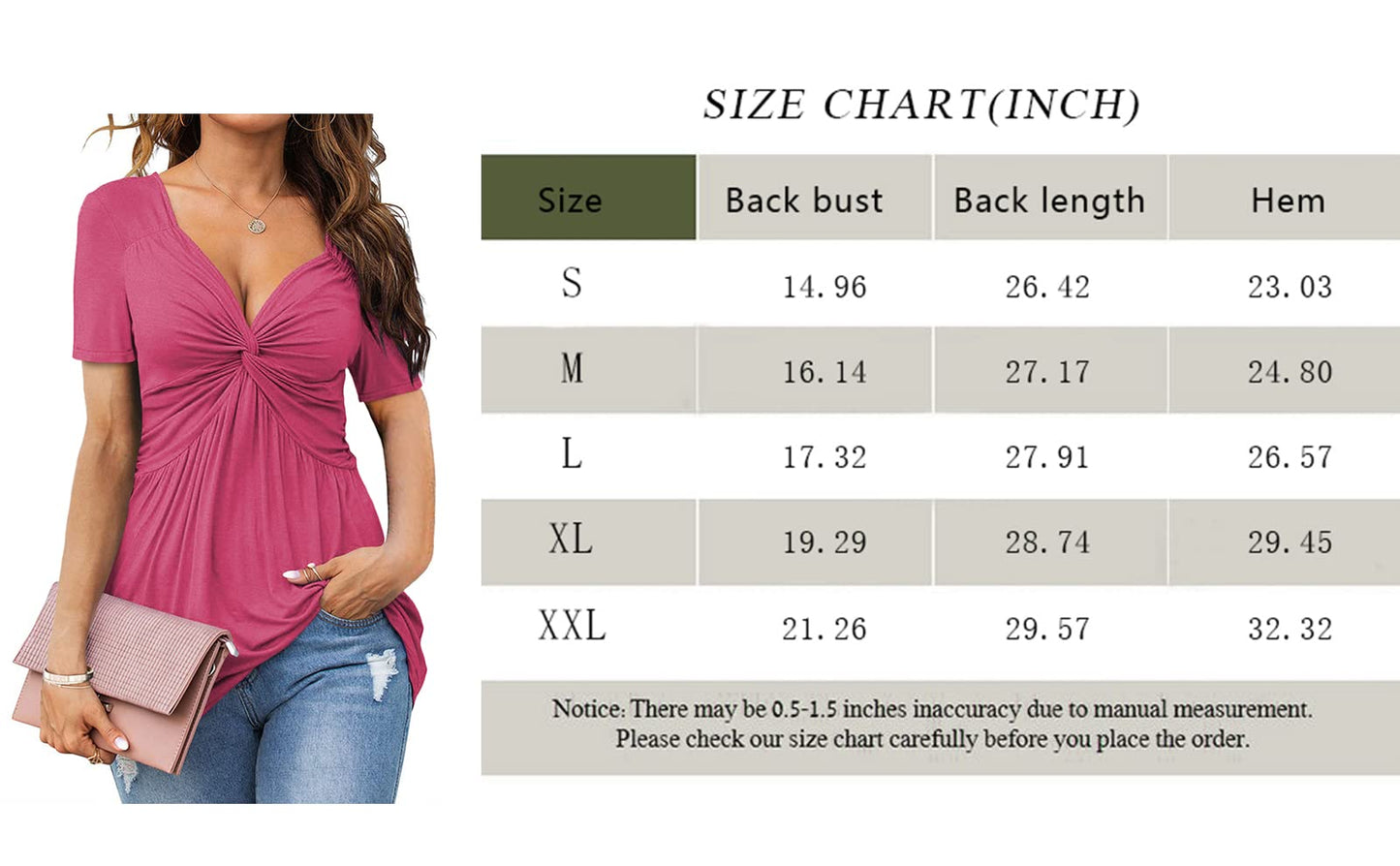 Womens Front Knotted V-Neck Blouse T Shirt Short Sleeve Oversized Tunic Tops Summer Solid Pullover Tees
