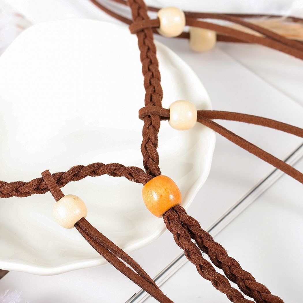 Bohemian Feather Hairband Feather Tassel Rope
