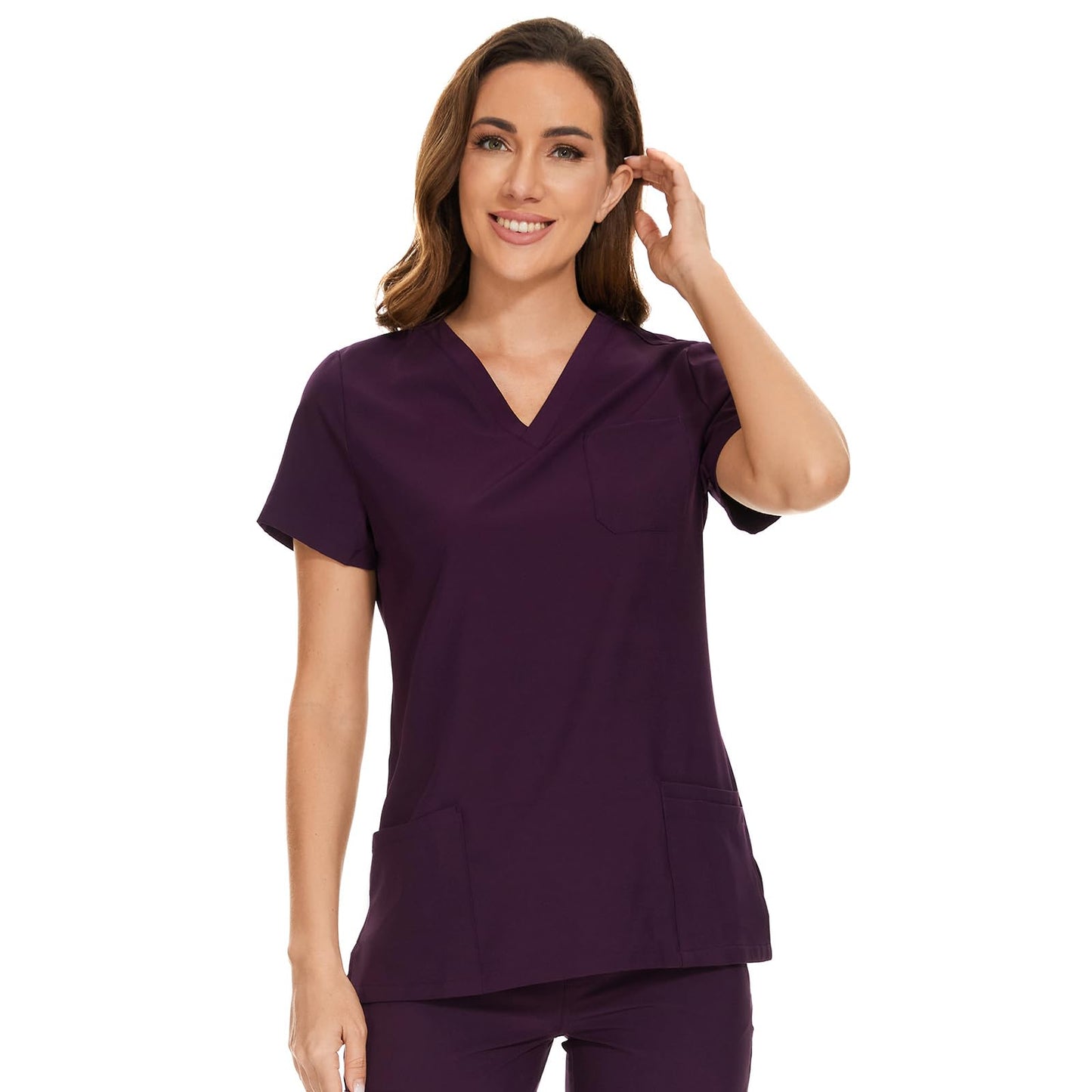 COZYFIT Scrub Tops for Woman - Soft Stretch, V-Neck Top Scrubs with 3 Pockets, Easy Care for Women
