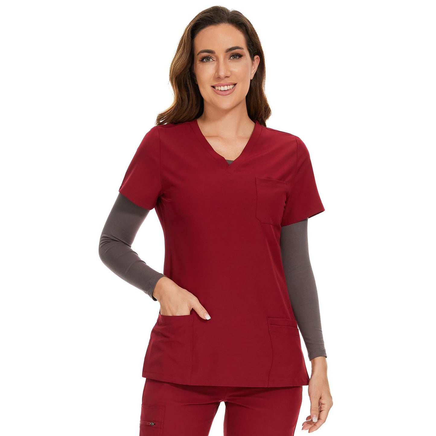 COZYFIT Scrub Tops for Woman - Soft Stretch, V-Neck Top Scrubs with 3 Pockets, Easy Care for Women