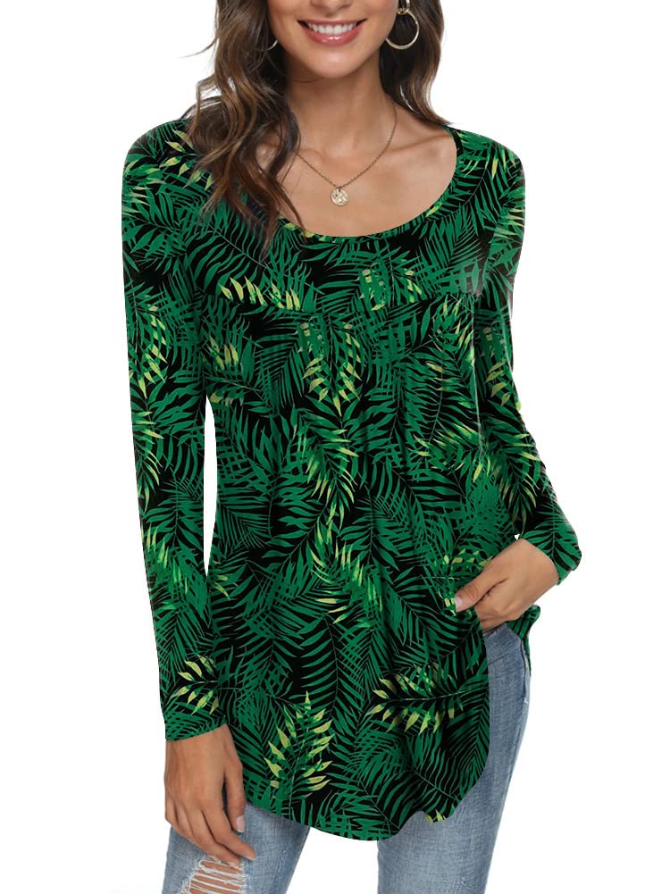 Womens Long Sleeve Loose Fit Tunic Tops Casual Ruffle T Shirt Blouses for Leggings