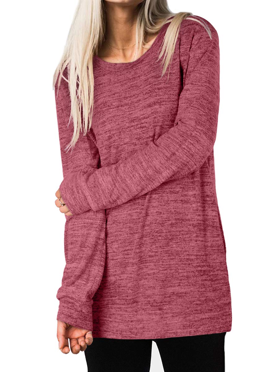 Womens Casual Sweatshirts Long Sleeve Shirts Oversized With Pocket Tunic Tops