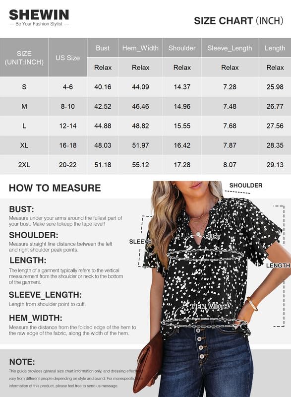 Women's Casual V Neck Floral Print Smocked Short Sleeve Chiffon Blouses Bohemian Top Shirts