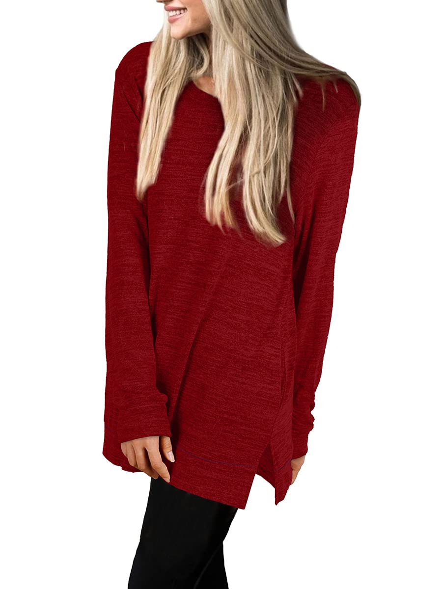 Womens Casual Sweatshirts Long Sleeve Shirts Oversized With Pocket Tunic Tops
