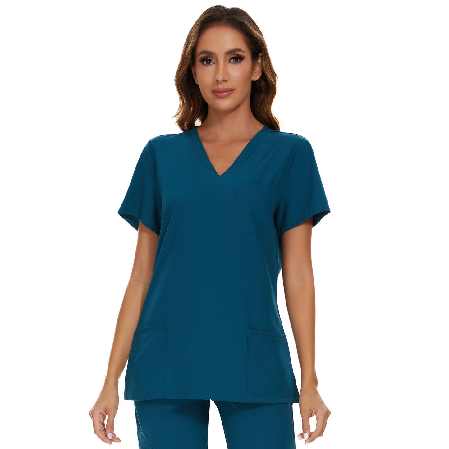 COZYFIT Scrub Tops for Woman - Soft Stretch, V-Neck Top Scrubs with 3 Pockets, Easy Care for Women