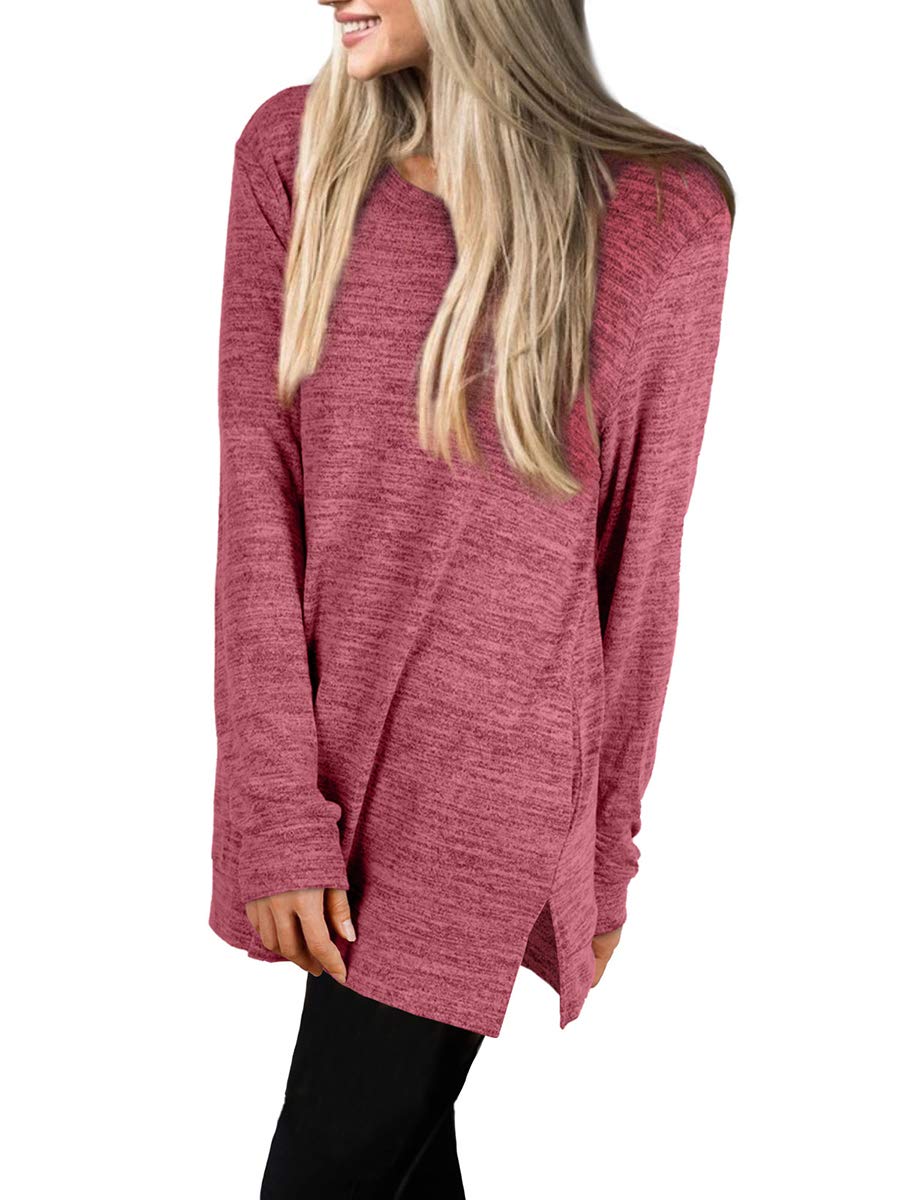 Womens Casual Sweatshirts Long Sleeve Shirts Oversized With Pocket Tunic Tops