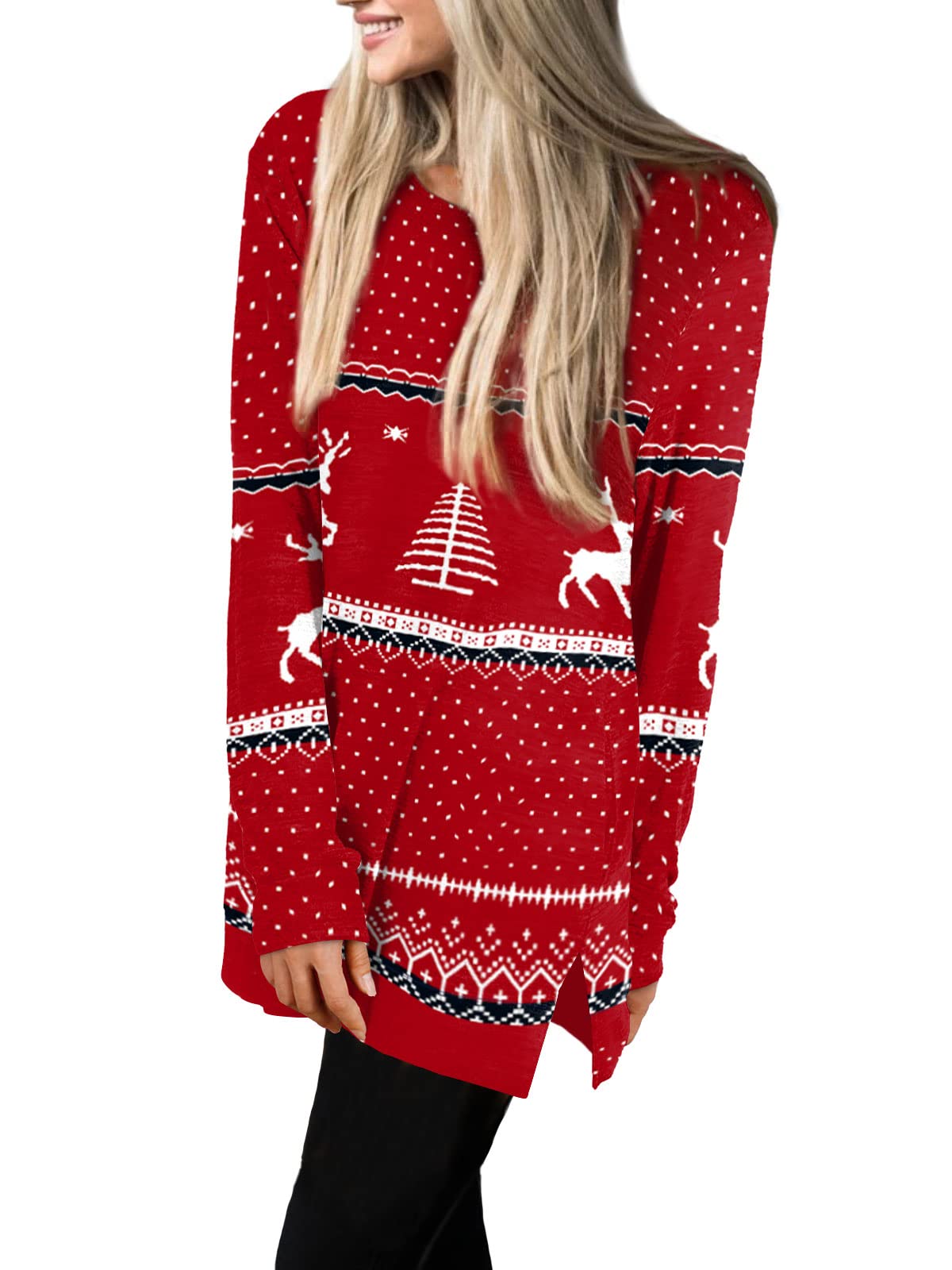 Womens Casual Sweatshirts Long Sleeve Shirts Oversized With Pocket Tunic Tops