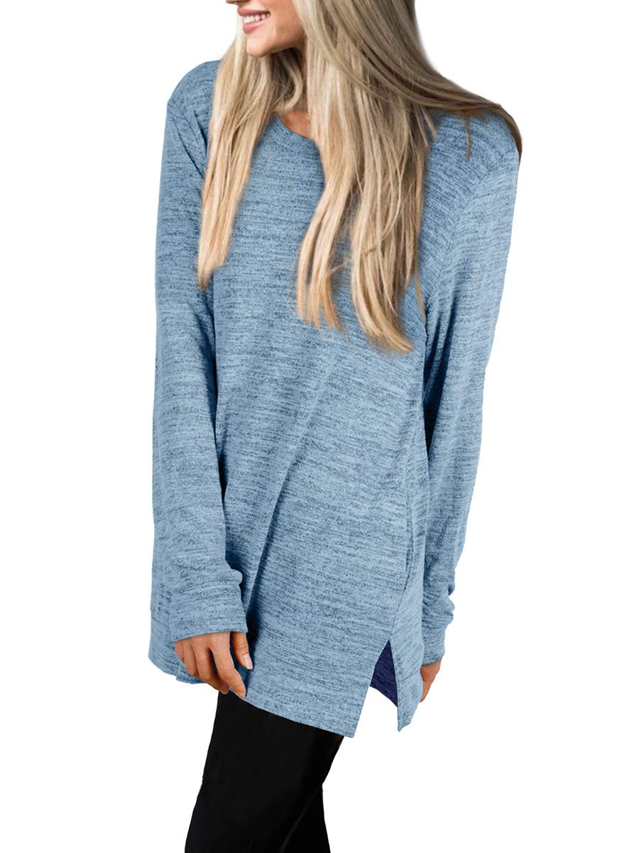 Womens Casual Sweatshirts Long Sleeve Shirts Oversized With Pocket Tunic Tops