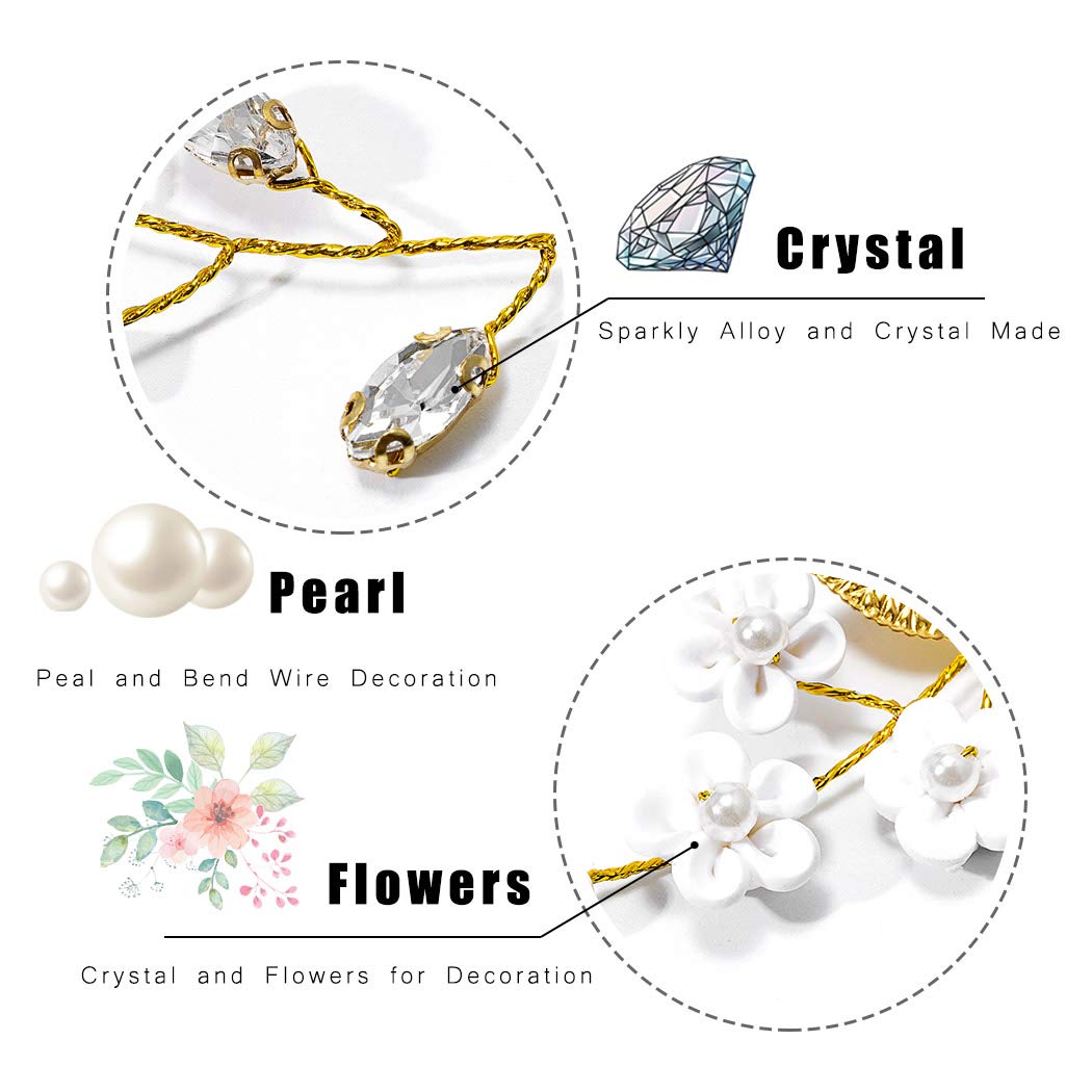 JAKAWIN Bride Flower Wedding Hair Vine Leaf Hair Piece Pearl Bridal Headpiece Rhinestone Hair Accessories for Women and Girls HV103 (Silver)