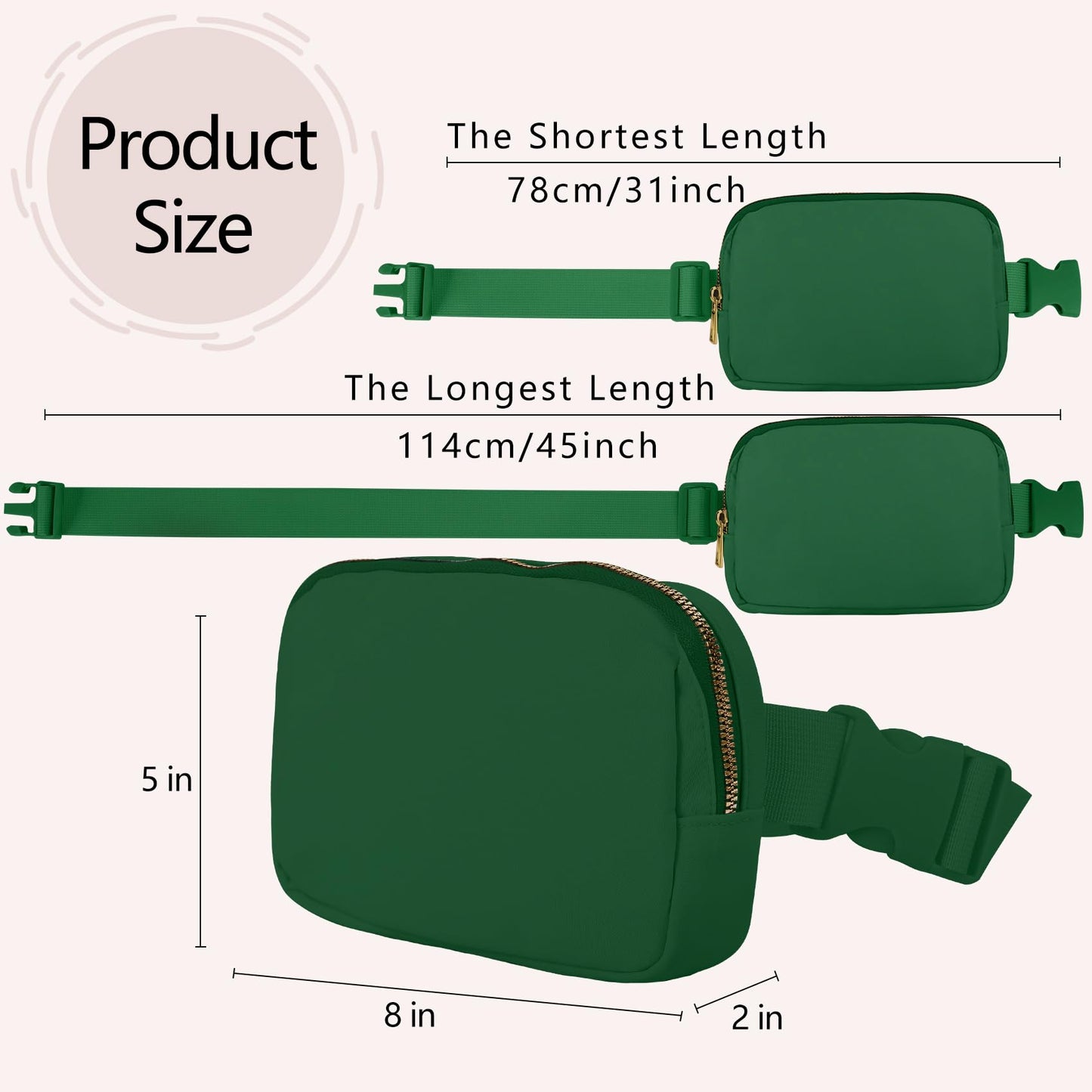 VOROLO Fanny Pack Christmas Gift For Women And Men Crossbody Bag Belt Bag Bum Bag with Adjustable Strap for Sports Black