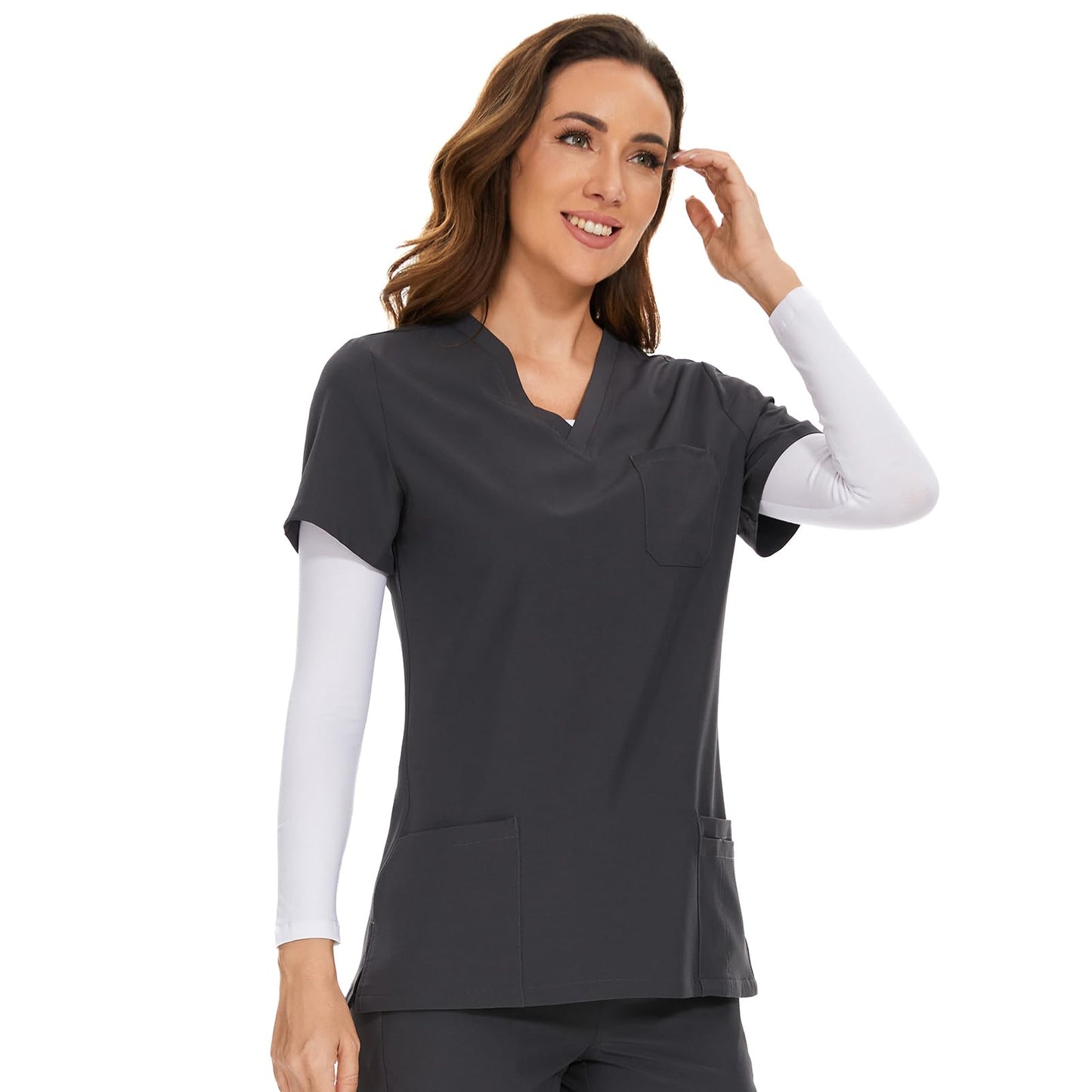 COZYFIT Scrub Tops for Woman - Soft Stretch, V-Neck Top Scrubs with 3 Pockets, Easy Care for Women
