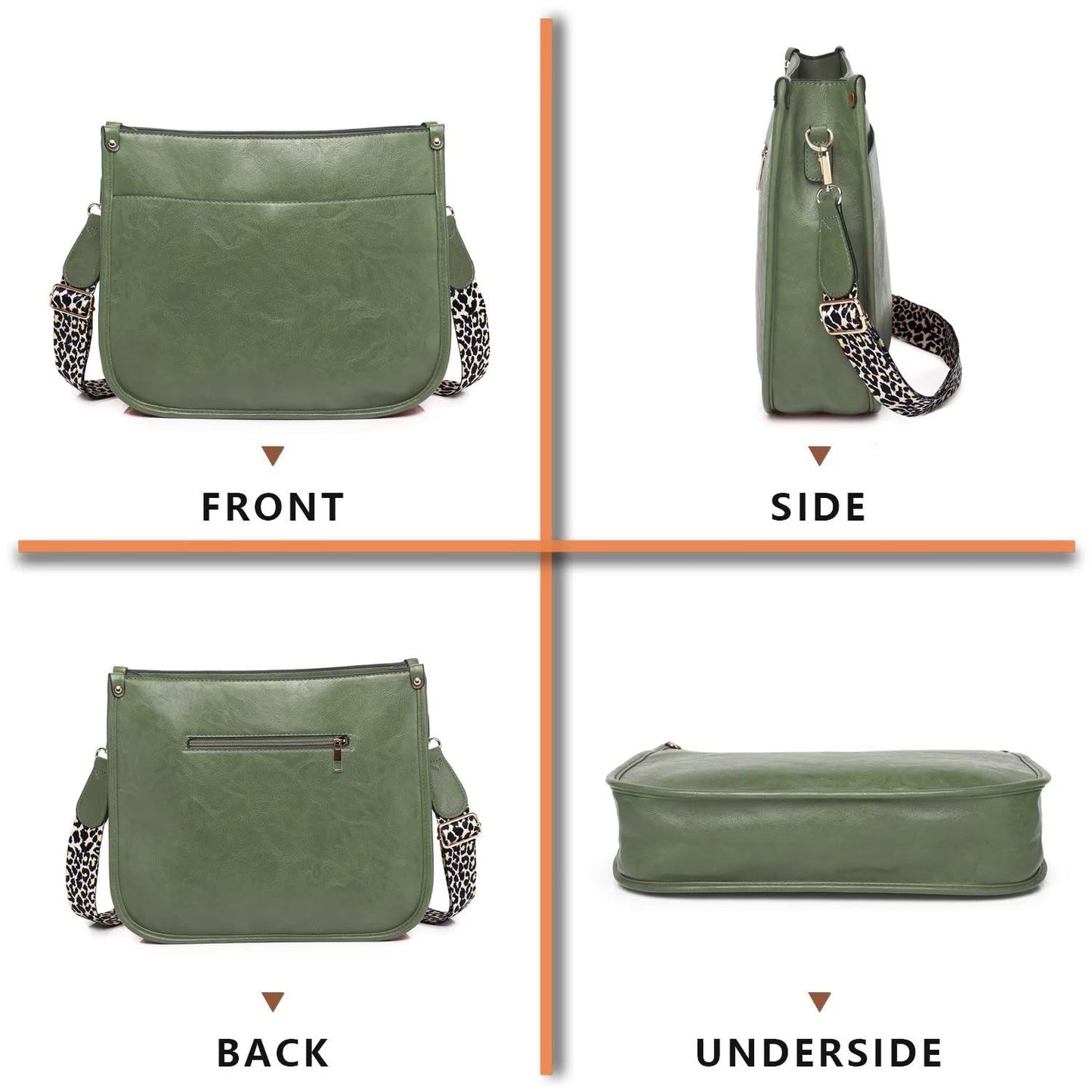 Vegan Leather Crossbody Bags for Women, Crossbody Purse with Guitar Strap Zipped Pockets Handbag
