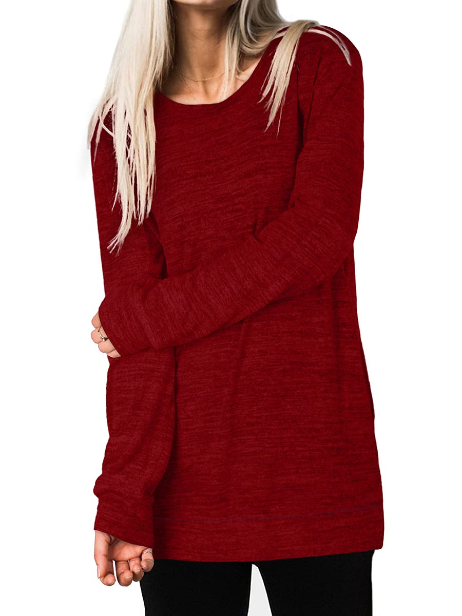 Womens Casual Sweatshirts Long Sleeve Shirts Oversized With Pocket Tunic Tops