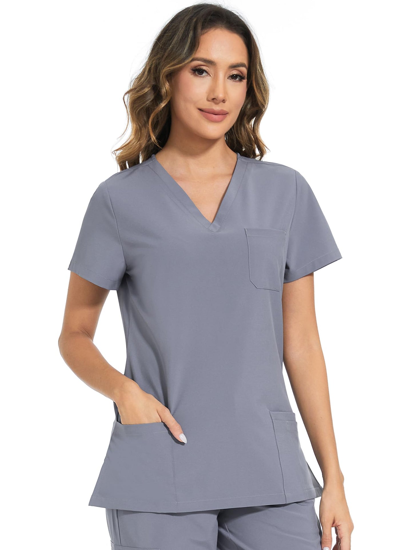 COZYFIT Scrub Tops for Woman - Soft Stretch, V-Neck Top Scrubs with 3 Pockets, Easy Care for Women