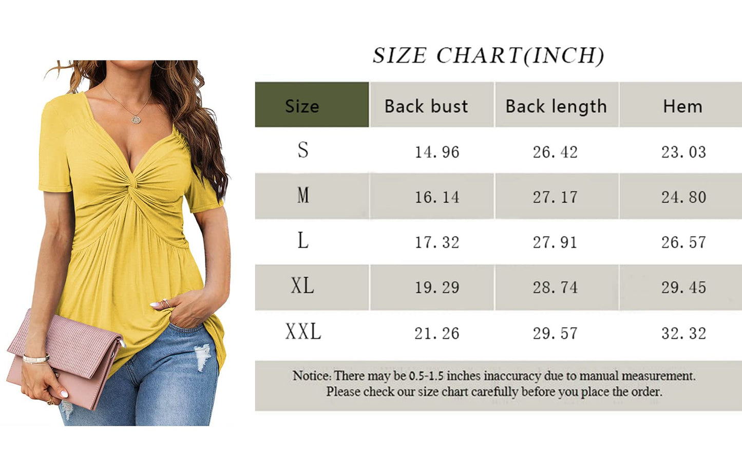 Womens Front Knotted V-Neck Blouse T Shirt Short Sleeve Oversized Tunic Tops Summer Solid Pullover Tees
