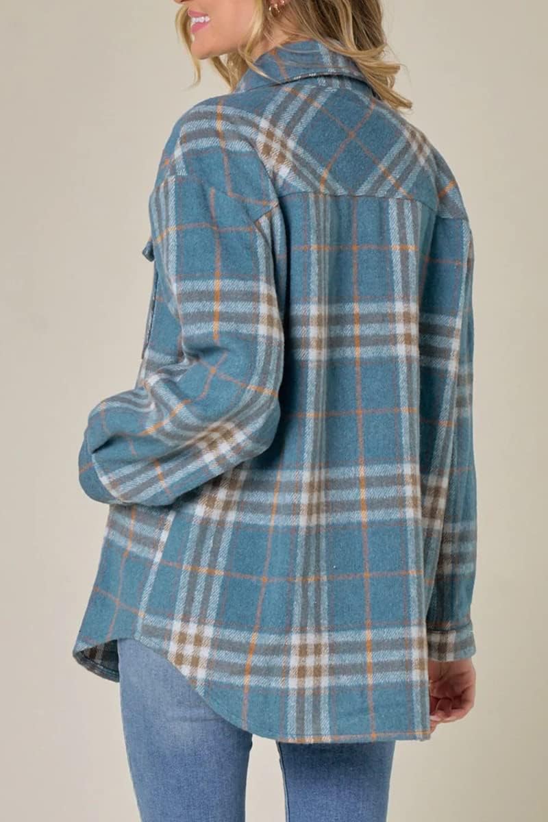 Womens Fall Outfits Fashion Clothes Shackets Flannel Plaid Button Down Long Sleeve Shirts Jackets 2024