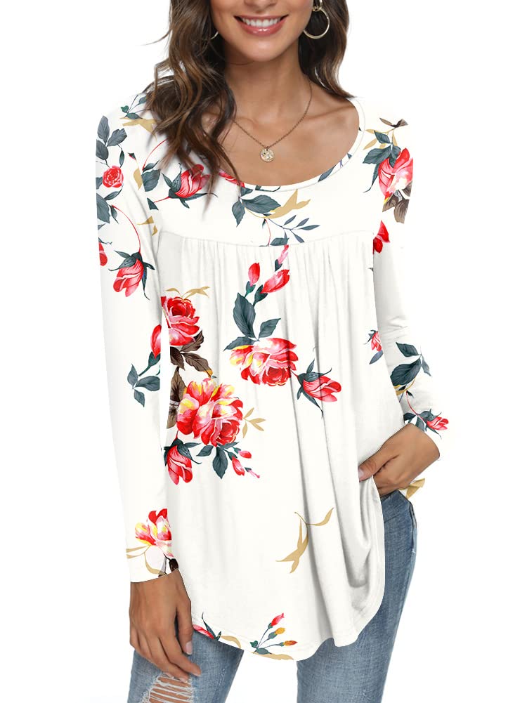 Womens Long Sleeve Loose Fit Tunic Tops Casual Ruffle T Shirt Blouses for Leggings