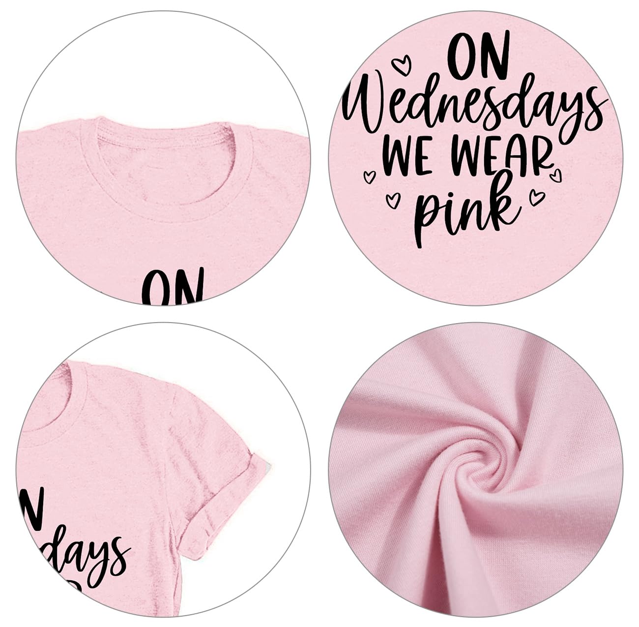 On Wednesday We Wear Pink Shirt Women Breast Cancer T Shirt Short Sleeve Print Tees Gifts for Girls Matching Outfits Top