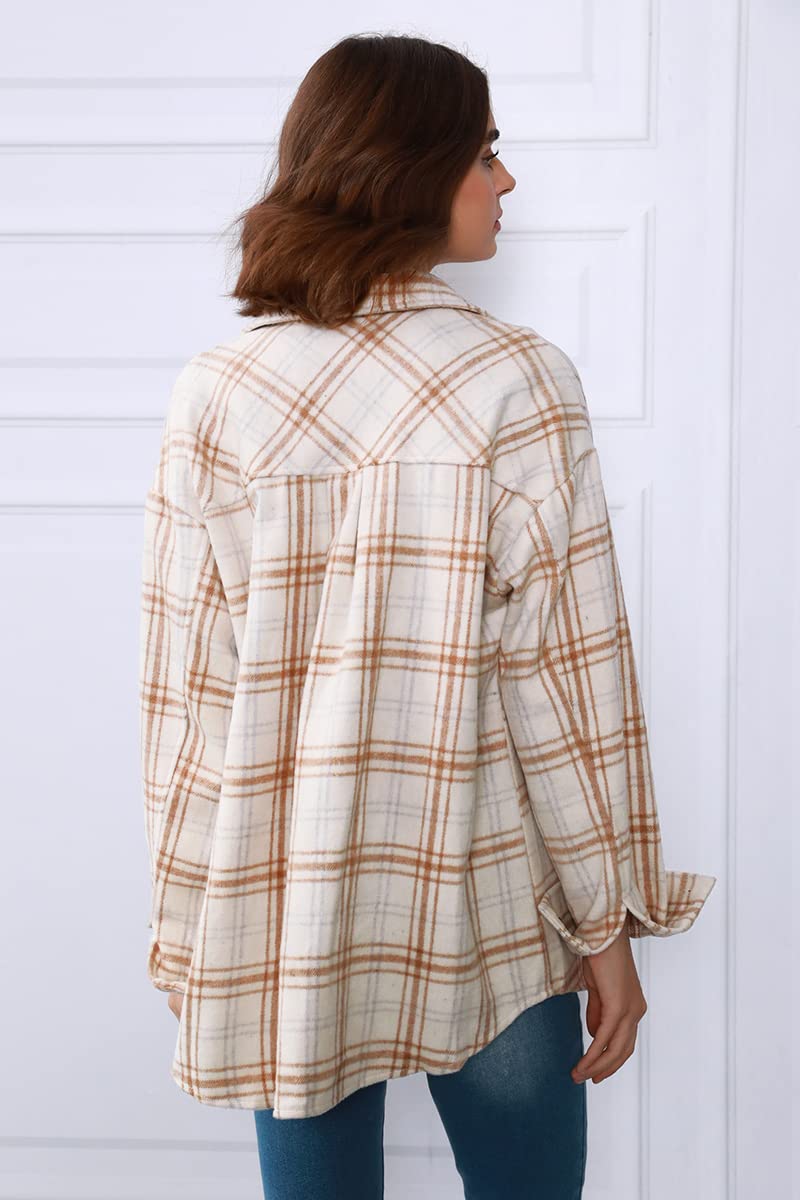Womens Fall Outfits Fashion Clothes Shackets Flannel Plaid Button Down Long Sleeve Shirts Jackets 2024