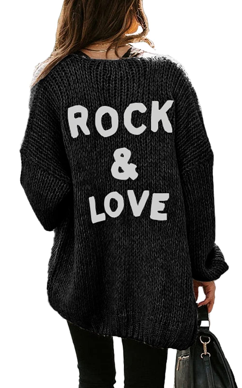 PRETTYGARDEN Women's Long Sleeve Open Front Knit Cardigans Sweaters Soft Loose Draped Coat Outerwear