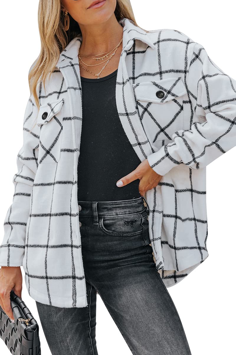 Womens Fall Outfits Fashion Clothes Shackets Flannel Plaid Button Down Long Sleeve Shirts Jackets 2024