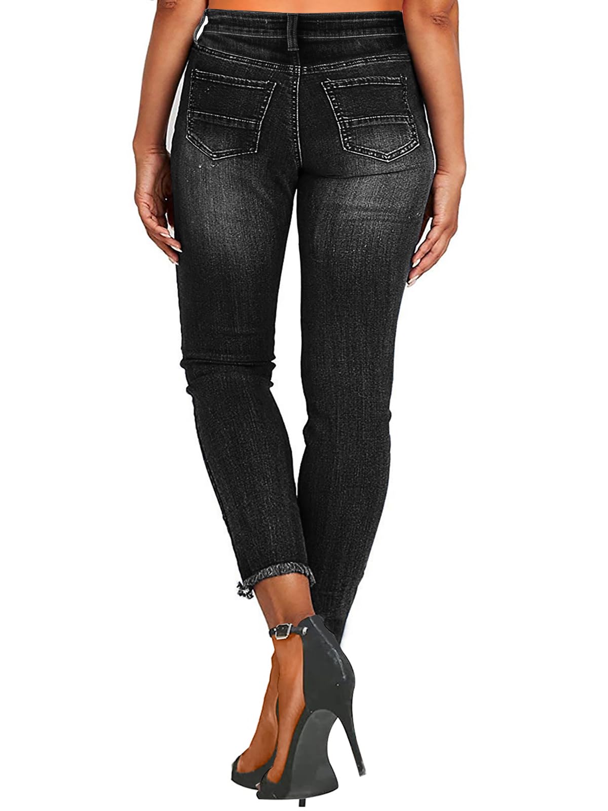 Women's Ripped Skinny Jeans Distressed Stretchy Denim Pants