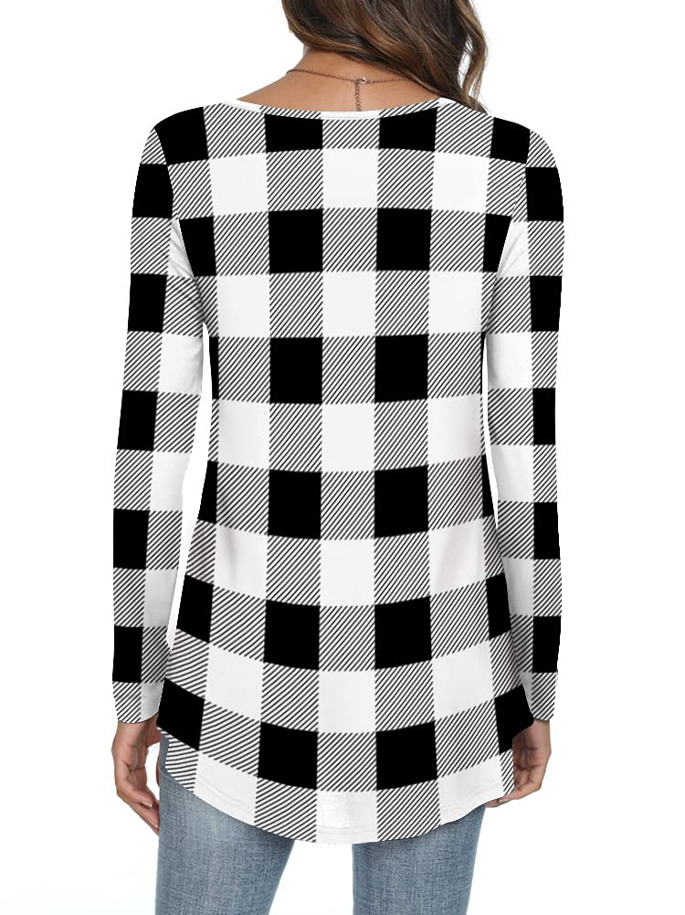 Womens Long Sleeve Loose Fit Tunic Tops Casual Ruffle T Shirt Blouses for Leggings