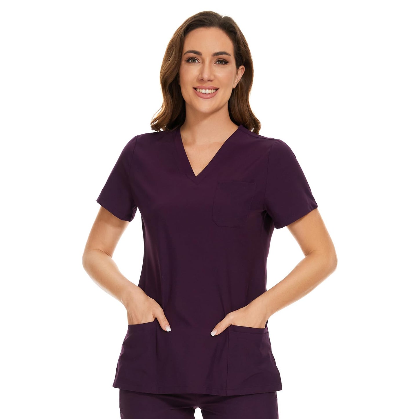 COZYFIT Scrub Tops for Woman - Soft Stretch, V-Neck Top Scrubs with 3 Pockets, Easy Care for Women