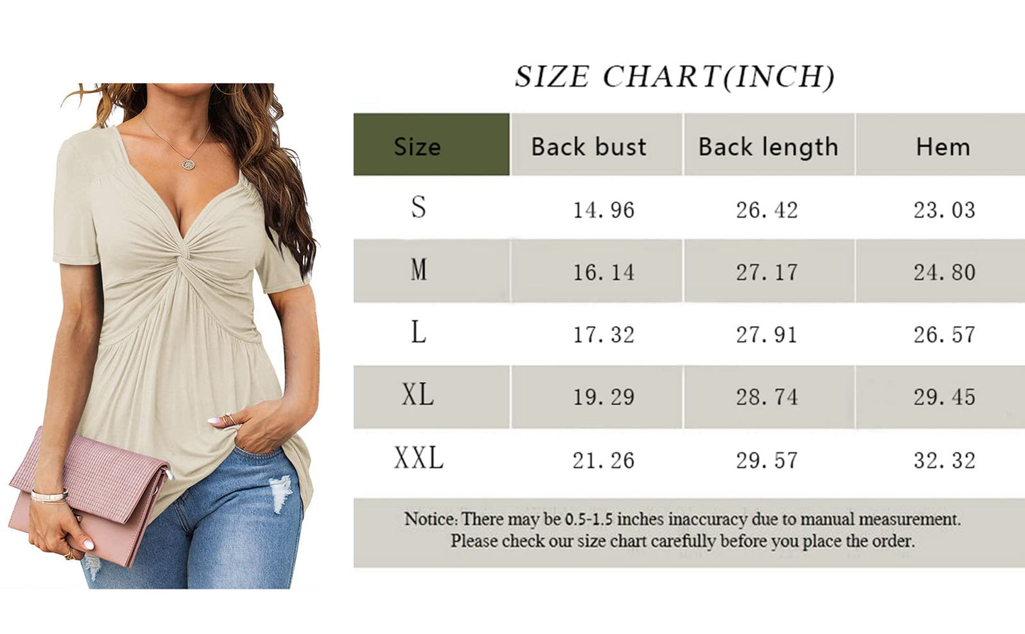 Womens Front Knotted V-Neck Blouse T Shirt Short Sleeve Oversized Tunic Tops Summer Solid Pullover Tees