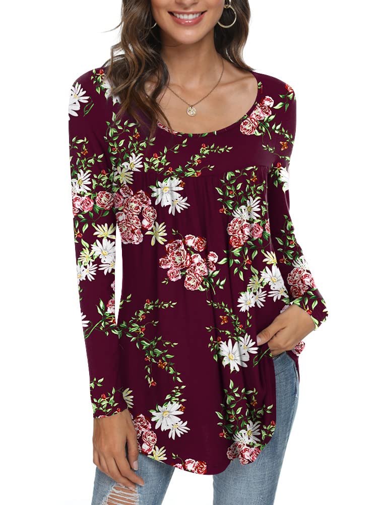 Womens Long Sleeve Loose Fit Tunic Tops Casual Ruffle T Shirt Blouses for Leggings
