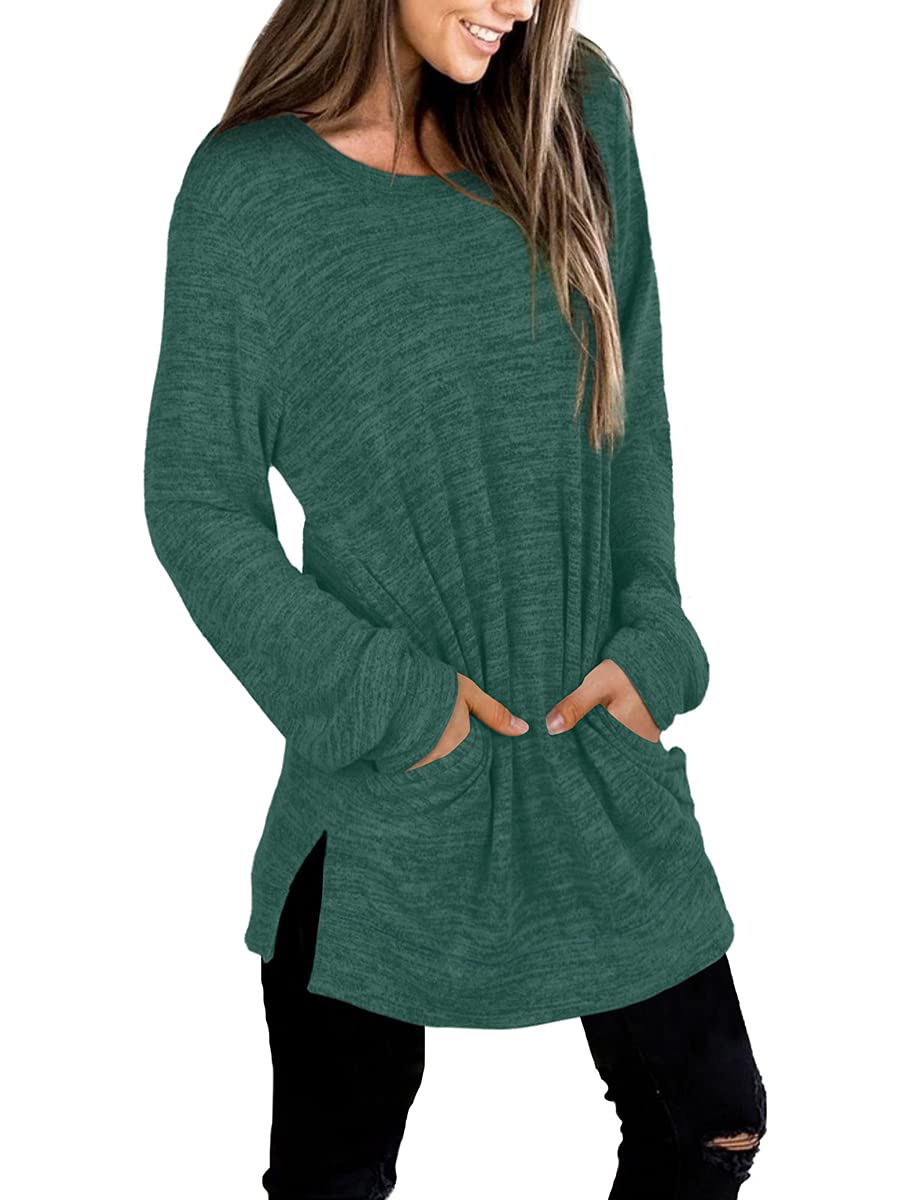 Womens Casual Sweatshirts Long Sleeve Shirts Oversized With Pocket Tunic Tops