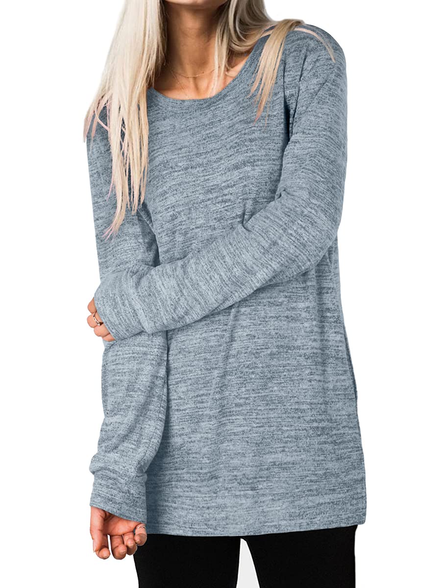 Womens Casual Sweatshirts Long Sleeve Shirts Oversized With Pocket Tunic Tops