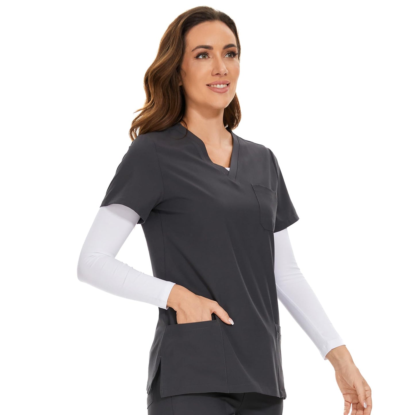 COZYFIT Scrub Tops for Woman - Soft Stretch, V-Neck Top Scrubs with 3 Pockets, Easy Care for Women