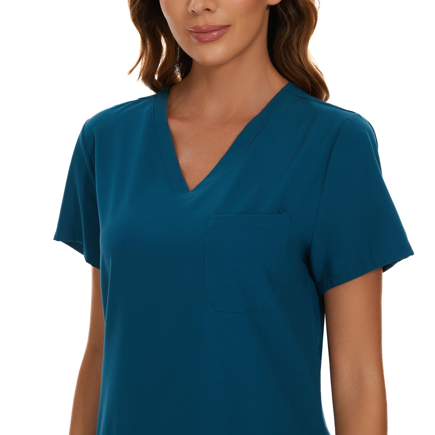 COZYFIT Scrub Tops for Woman - Soft Stretch, V-Neck Top Scrubs with 3 Pockets, Easy Care for Women