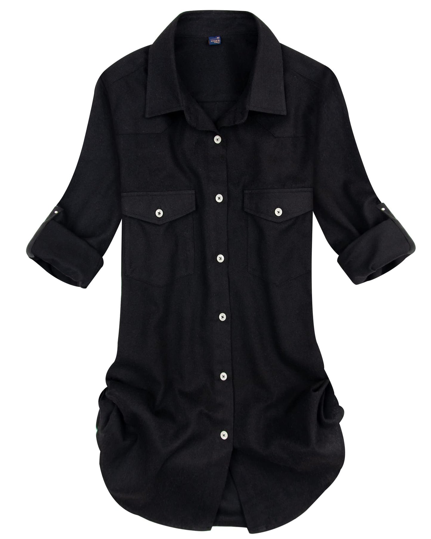 Womens Plaid Flannel Shirts Long Sleeve Roll Up Casual Button Down Shirt