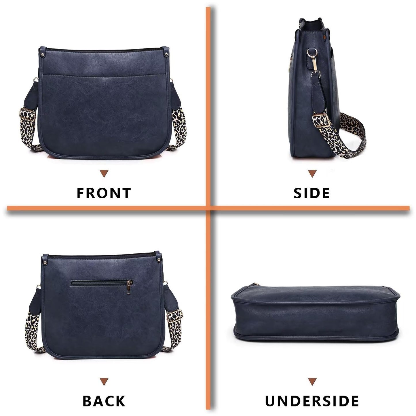 Vegan Leather Crossbody Bags for Women, Crossbody Purse with Guitar Strap Zipped Pockets Handbag