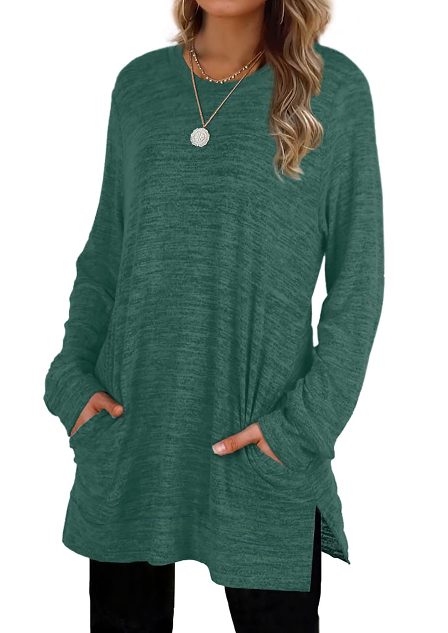 Womens Casual Sweatshirts Long Sleeve Shirts Oversized With Pocket Tunic Tops