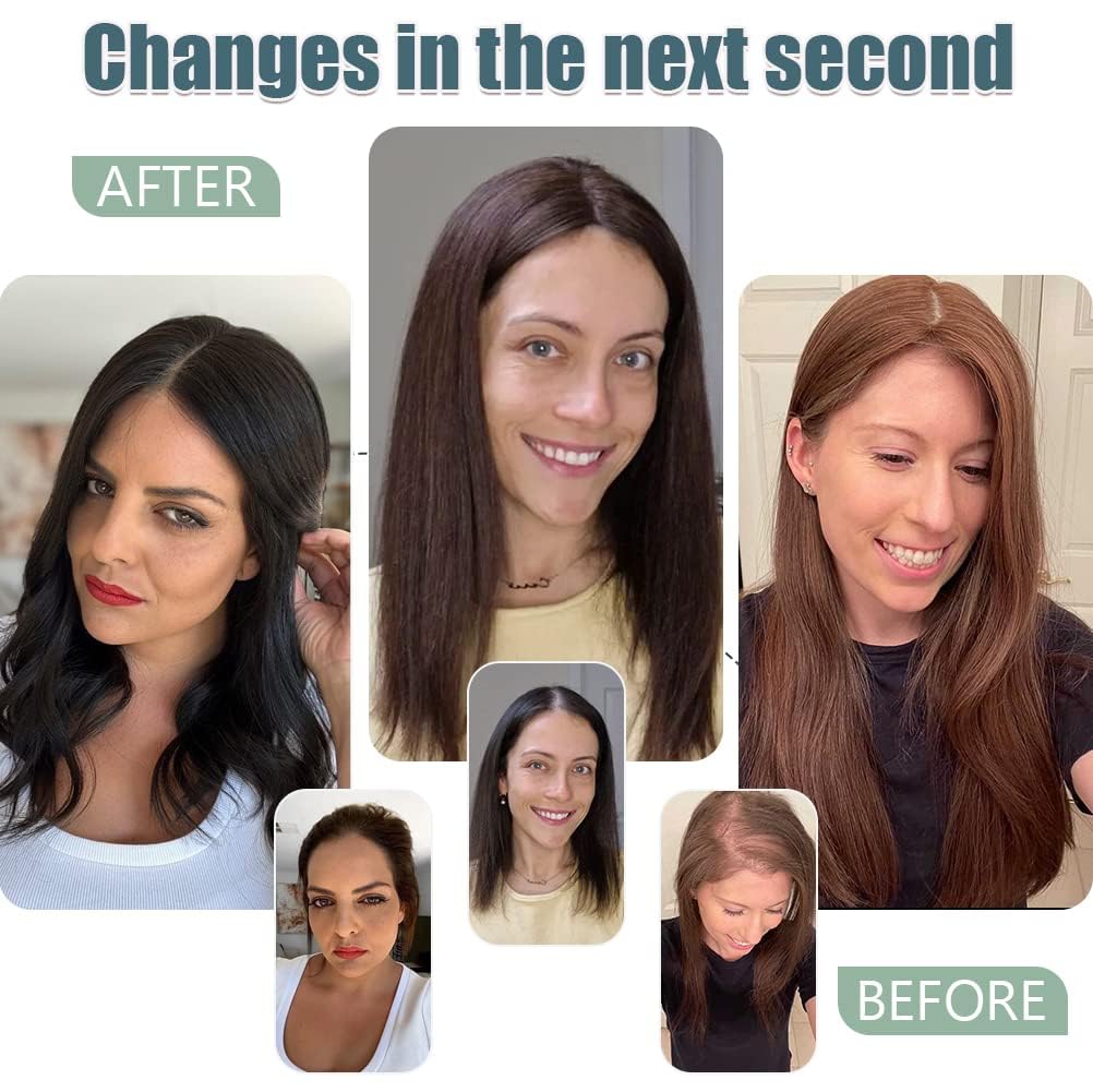 Hair Toppers for Women Real Human Hair Toppers Hair Pieces for Women with Thinning Hair 12 Inch Clip In Hair Toppers Upgrade Swiss Base Hair Topper 40g Medium Brown Mix Blonde