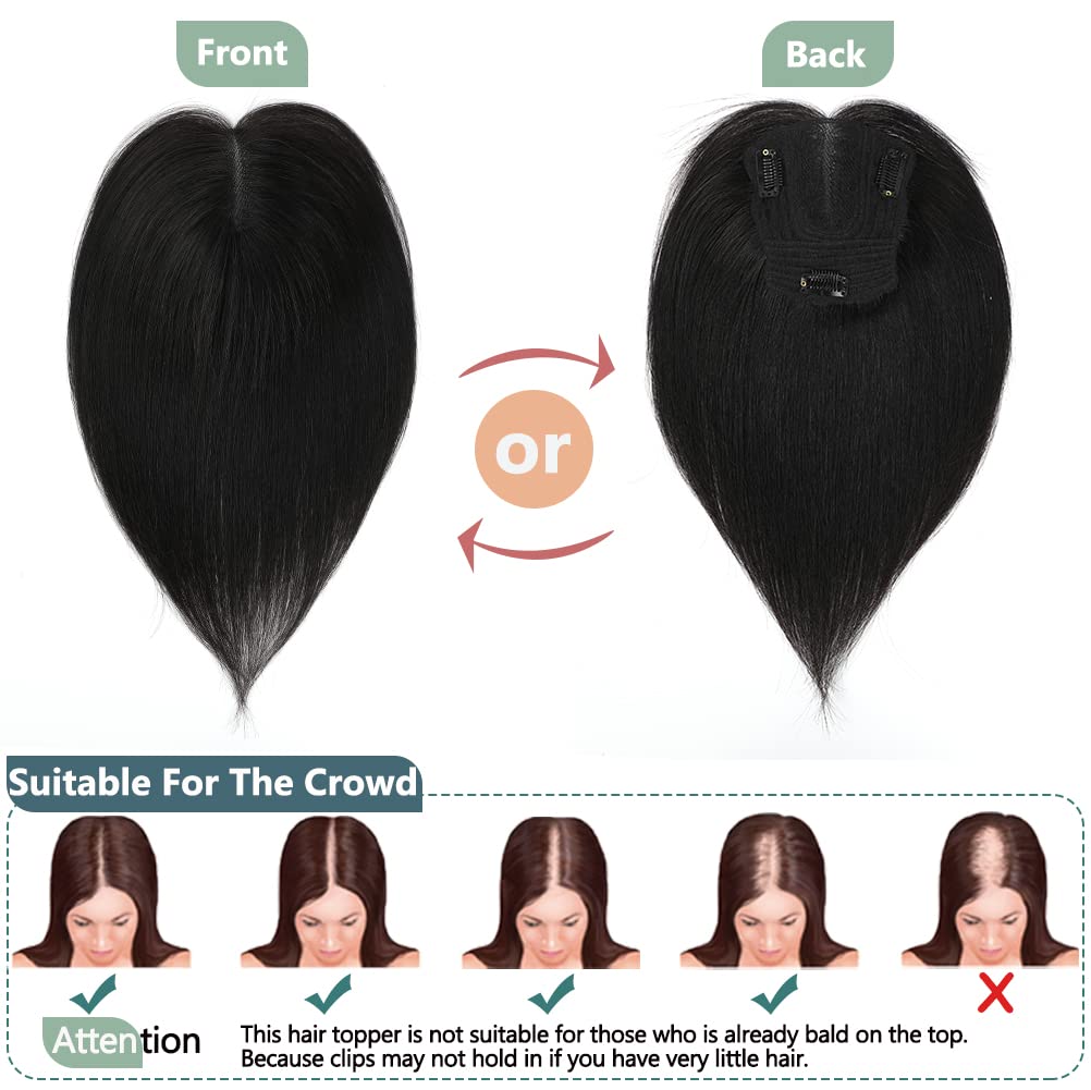 Hair Toppers for Women Real Human Hair Toppers Hair Pieces for Women with Thinning Hair 12 Inch Clip In Hair Toppers Upgrade Swiss Base Hair Topper 40g Medium Brown Mix Blonde
