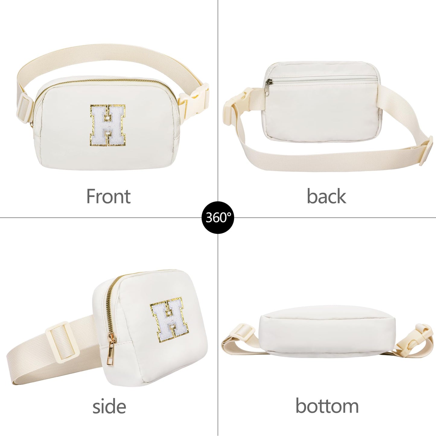 VOROLO Fanny Pack Christmas Gift For Women And Men Crossbody Bag Belt Bag Bum Bag with Adjustable Strap for Sports Black