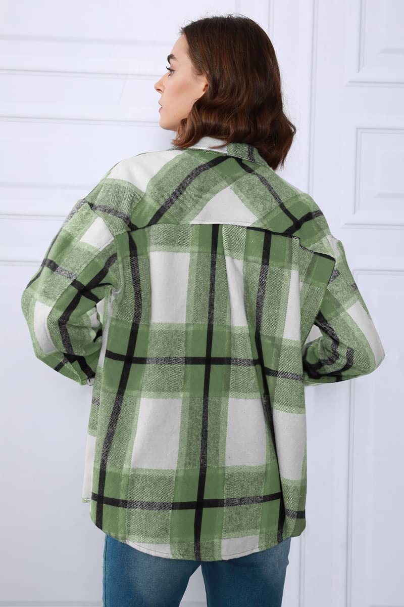 Womens Fall Outfits Fashion Clothes Shackets Flannel Plaid Button Down Long Sleeve Shirts Jackets 2024